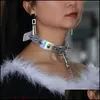 Chokers Laser Leather Choker Collar Rivet Nightclub Bar Rope Halsketting Ketting voor vrouwen Hondenriem Fashion sieraden Drop levering N DH8C2