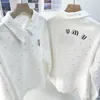 ポロレディースポロスブルーシャツの女性シャツ2022ホワイトダイヤモンド秋と冬のゆるいフィット