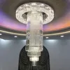 Modern Large Crystal Chandeliers Lights Fixture American Big Long Luxury Chandelier European Shining Droplight Hotel Lobby Foyer Stairs Hanging Lamp Dia150cm