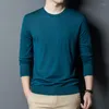 Men's T Fashion Shirts 100 2024S Superfine Wool 60S Thin Long Sleeve Solid Father Pullovers Men Blue Gray hin