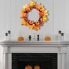 Fiori decorativi Ghirlanda artificiale di Halloween Simulazione realistica Ciondolo in acero Ghirlanda Zucca Bacca Pigne Porta fiore sole