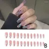 False Nails Smudged Amber Temperament Fake Nail Art Wearable And With 24pcs Tips Glue Wearing Press Sticker Tools P8G6