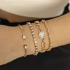 Браслет Bangle, разработанный юго-юрми-многослойный выпускной металл, набор с цепью страза