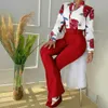 レディースツーピースパンツ1セット便利な4色の通気性美的フラワーパターンファッションスーツデイリーウェアガールズ女性トップ221115