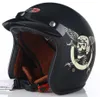 Casques de cyclisme Dot Approved Open Casque de moto Retro Scooter Jet Open Face Skull Casque Moto Riding Capacete Moto ABS Matériel T221107