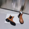 Laarzen nieuwe ontwerper dames solide Romeinse laarzen luxe buiten zwart bruin martin laars slip-on rubber bodem platform schoenen 5a lederen niet-slip ronde toedmodebootjes