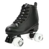 아이스 스케이트 여성 흰색 PU 가죽 롤러 스케이팅 신발 슬라이딩 인라인 쿼드 운동화 훈련 유럽 크기 4 바퀴 플래시 휠 221116
