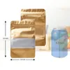 Gold Aluminum Foil Bag Reclosable Matte Standing Food Packaging Bag with Display Window Self-Sealed Plastic Zipper Bags LX5268
