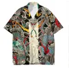 Camicie casual da uomo Camicie hawaiane di lusso da uomo Harajuku Samurai Tatuaggi giapponesi Stampati in 3D Moda Top Oversize Summer Streetwear