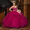 Принцесса Quinceanera платья фуксия Организатовые оборки