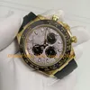 Chronograph Watch For Mens 40mm 18k Yellow Gold Meteorite Dial Ceramic Bezel Cal.7750 Movement Automatic Chrono Work Rubber Bracelet 904L Steel Watches