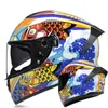 Hełmy rowerowe Nowe motocyklowe akcesoria motocyklowe Motorbike Men Motocross Casco Moto Dot zatwierdzony Venom Double Lens Long Tail Wing 701 T221107