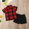 Roupas de roupas de moda para criança roupas de menino 2pcs nascidos crianças meninos de verão tops vermelhos calças calças calças de calça 1-5y