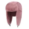 Berets Mode Damen Winter Bomber Hut Plüsch verdicken Lei Feng Warmschutz Kunstpelz Earflap Cap Outdoor Solid Russland Ushanka