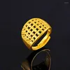 Anillos de racimo, anillo de Color oro original de 24k para mujeres y hombres, joyería fina de boda de tamaño ajustable con dedo enrejado ahuecado