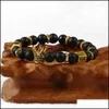 Bracelets de charme Men Bracelet Jewelry Crown Black Crown Stoppers com braceletes de ouro de 8 mm de pedra de pedra assistir para entrega de gotas 2021 dhm9g