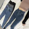 Vinter tjock varma smala jeans kvinnor plus sammet koreansk mode mager blyertsbyxor h￶g midja denim byxor streetwear