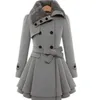 Women's Wool Blends Women Coat Dress Jacket Slim Windbreaker Sexy Long en Trench Belted Pea Double Breasted Ladies Winter Clothing 221117