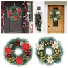 Decorative Flowers Christmas Wreath Artificial Pinecone Red Berry Garland Pendant Merry Front Door Hanging Ornaments Xmas Decorations