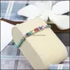 Charm Bracelets St Rainbow CZ Bar Chain Bracelet for Women Princess 컷 조절 가능한 스테인레스 스틸 매력 팔찌 Mens 선물 드로 DH5OF