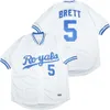 Koszulki baseballowe Retro 16 Bo Jackson 5 George Brett Vintage Baseball Jerseys 1987 1989 Odwróć pullover niebieski biały sztakowany koszulka