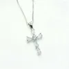 Choker Cross Waterdrop White Sapphire 18K Silver PlATED Wisianek Naszyjnik Kobiet Biżuteria