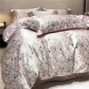 Sängkläder set Mulberry Silk 4 Pieces Comforter Set 1pc Däcke Cover Bed Sheet 2st Pudow Cases Luxury Home Textiles Bedclothes 221116