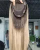 Balayage açık kahverengi ten üst insan saçı toppers klipler saçları için parçalar