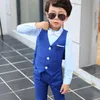 Costume de vêtements bleu pour bébés enfants, ensembles de gilet Blazer, nouveaux vêtements de mariage pour enfants 27013538640