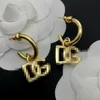 New Designed Studs Brass Diamonds Earrings D Letters white pearls pendants 18K gold plated Anti allergy women's Ear Clip Designer Jewelry Gifts DER1 -03