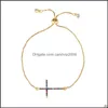 Charm Armbänder Gold Diamant Shell Kreuz Armband Zirkon Pl Einstellbare Frauen Armbänder Charme Mode Schmuck Geschenk Drop Lieferung Dhzb6