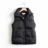 Gilets pour femmes automne hiver solide cordon lâche col montant longue veste coton rembourré coupe-vent chaud gilet 221117