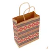 Gift Wrap Christmas Kraft Paper Printed Gift Bags Handbag Xmas Presents Favors Toys Clothes Wrap Totes Shop Carrier Bag Packaging Co Dh5Cr