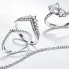 925 Sterling Silver Princess Jewelry Crown Heart Ring Fit Original för kvinnoälskare Pandora Charms smycken DIY Making