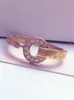 2022 Bulgari New Wedding Ring Rose Gold Full Diamond 세트 라운드 중공 디자이너 보석 크리스마스 선물 다이아몬드