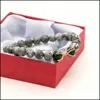 Bedelarmbanden 10 stks/kavel grijze foto Jasper Stone met tijger eye kralen Micro -inleg zwarte cz adelaar klauw verkopen Europese stijl bracele dhhex