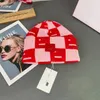 All-Match Chessboard Square Expression Knitted Hat Thickening Wool Beanie Hat Pullover Men and Women Couple Woolen Cap Fashion