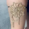 Bracelets de cheville Sexy strass grande fleur forme élastique cuisse chaîne ceinture corps bijoux pour femmes cristal gland jambe jarretière cadeau