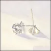 Stud Women Birthday Stone Earrings Sterling Sier Crystal Cubic Zirconia Stud Fashion Jewelry Gift Drop Delivery Dh2Pa