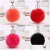 Keychains Lanyards Fluffy Keychain Soft Faux Rabbit Fur Ball Car Keyring Pompom Key Chains Holder Women Bag Pendant Jewelry Gifts Dhvlg