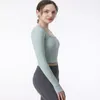 2022 A-001 yoga topo feminino respirável de secagem rápida exercício yoga terno manga longa magro ao ar livre camiseta de fitness