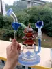 Bang en verre en forme d'arbre de Noël bleu Narguilé Délicat Dab Rig avec percolateur de pneu Brûleur à mazout Pipe à fumer