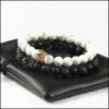 Charm Bracelets Couple Jewelry Wholesale 10 Sets 8Mm Natural Stone With Micro Pave Cz Crown Bracelet For Love Drop Delivery Bracelets Dhreq