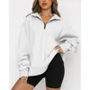 Femmes surdimensionné demi-fermeture éclair pull à manches longues sweat à capuche Vintage mode exercice survêtement basique pulls