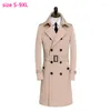 Men's Trench Coats Arrival Fashion Autumn Winter Men Windbreaker Long Suit Coat Cotton Windproof Waterproof Large Plus Size