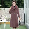 Kadın Kürk Anne's Mink Vinvet Ceket Orta Uzunlukta Kalınlaştırılmış Orta Yaşlı Yaşlı Kadın Sonbahar Kış Giysileri Taklit İmitasyon Yün Palto M389