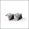 Boutons de manchette Boutons de manchette en émail rouge noir Hommes Triangle Diamant Chemise d'affaires formelle Boutons de manchette Bouton Bijoux de mode Drop Livraison Cravate Dhhyy