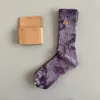 Socks Tie-Dyed Male and Female Middle Tube Sock Gold Label Embroidered Towel Bottom Large Size Sports Stockings