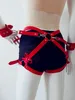 Garter Belt Wedding Women Charm Punk Leather Harness Adjustable Waist Leg Cincher with Wrist Lock