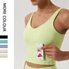 Yoga Outfit 2022 Reggiseno sportivo estivo Fitness Donna Crop Top Tessuto in lycra Jogger Gilet da allenamento con imbottitura Push Up Gymwear Nero